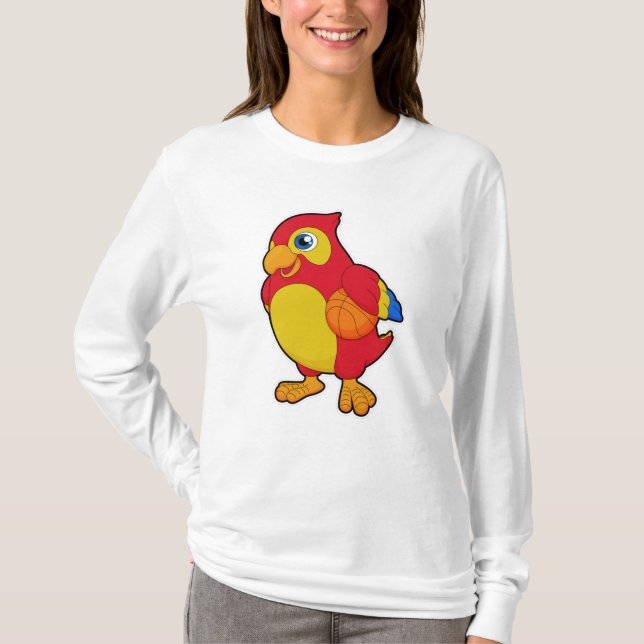 Parrot vid Basketball Sports T Shirt (Framsida)