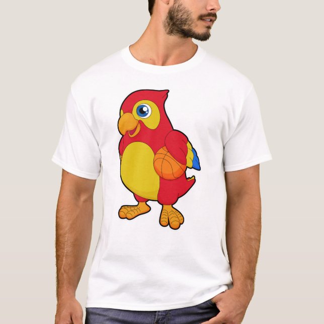 Parrot vid Basketball Sports T Shirt (Framsida)