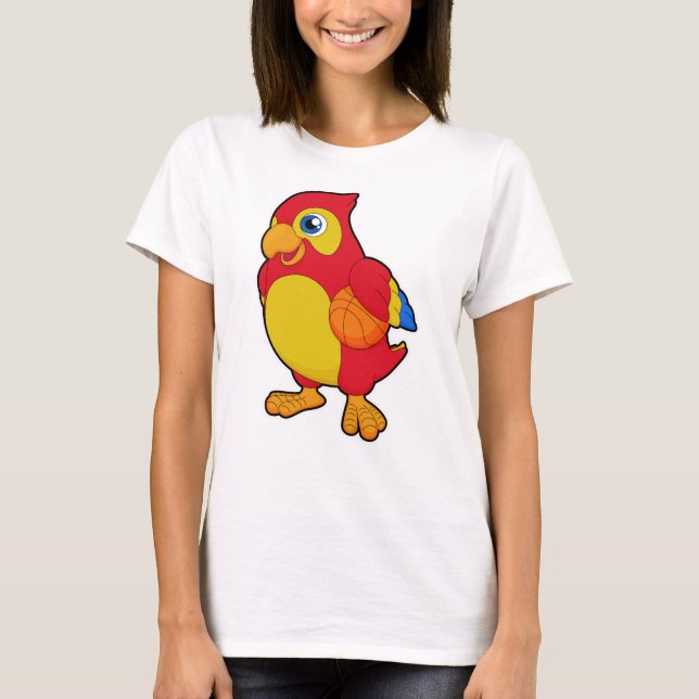 Parrot vid Basketball Sports T Shirt (Framsida)