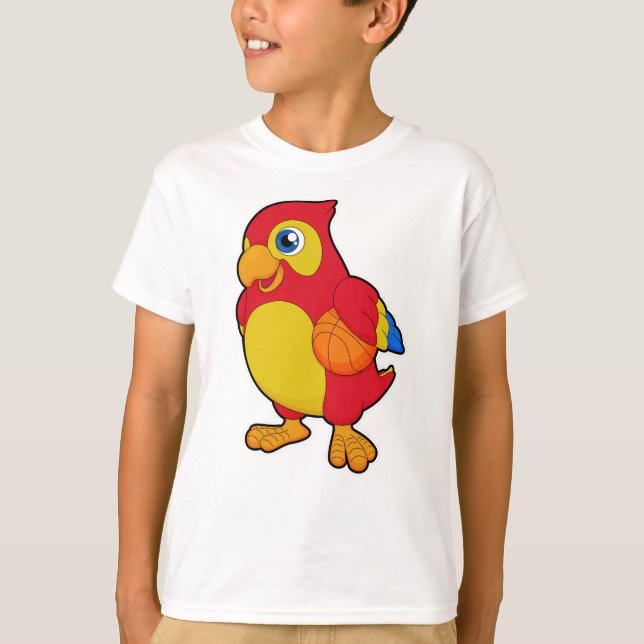 Parrot vid Basketball Sports T Shirt (Framsida)