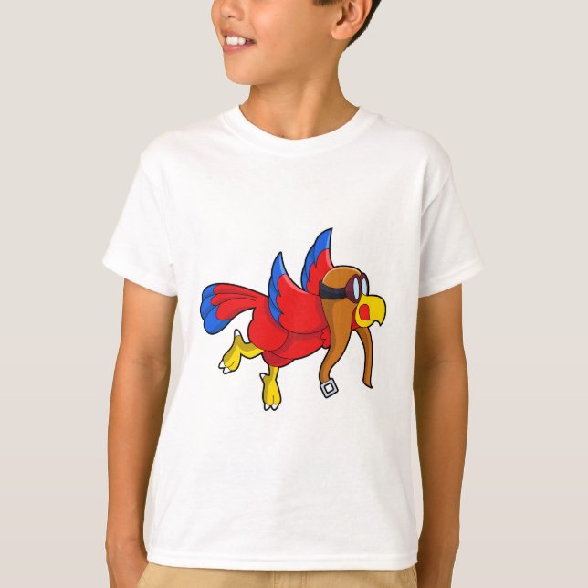 Parrot vid flygning som pilot t shirt (Framsida)