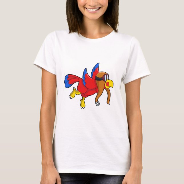 Parrot vid flygning som pilot t shirt (Framsida)