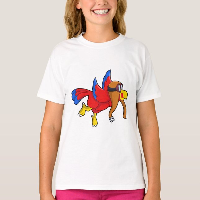 Parrot vid flygning som pilot t shirt (Framsida)