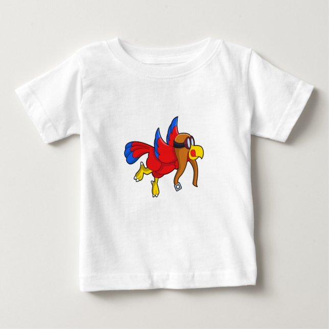 Parrot vid flygning som pilot t shirt (Framsida)