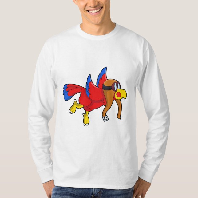 Parrot vid flygning som pilot t shirt (Framsida)