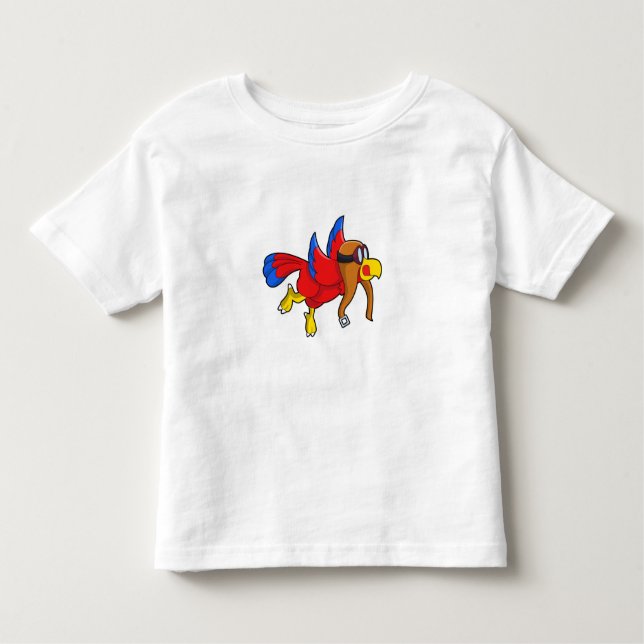 Parrot vid flygning som pilot t shirt (Framsida)