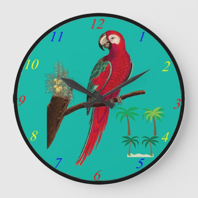 Parrot Wall Clock Stor Klocka (Framsida)
