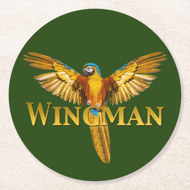 Parrot Wingman Underlägg Papper Rund (Framsidan)