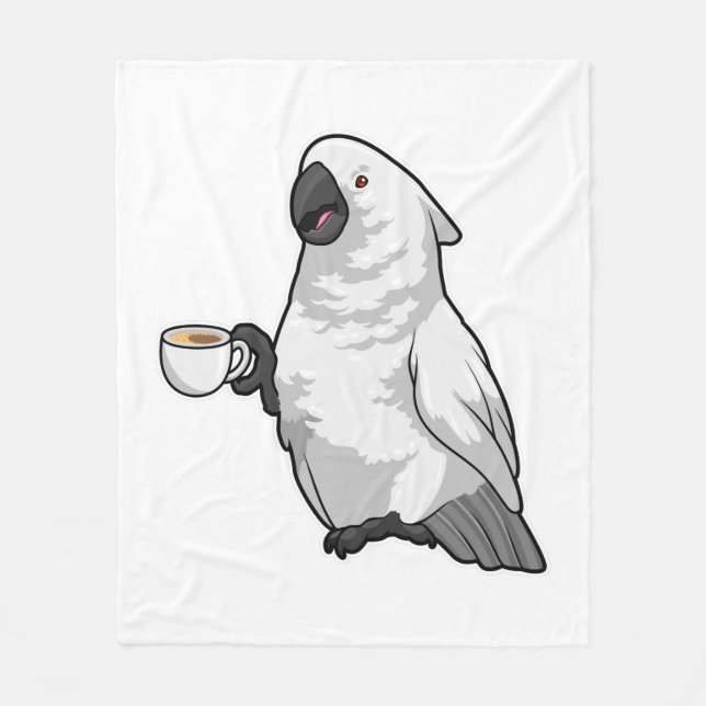 Parrot with Cup of Coffee Fleecefilt (Framsidan)