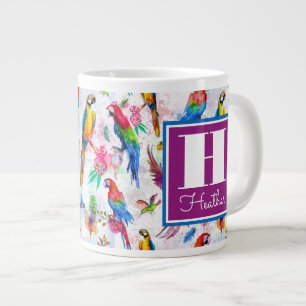 Parroter med vattenfärg Stil Lägg till ditt nam Jumbo Mugg