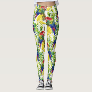 Parroter och tropiska frukter leggings
