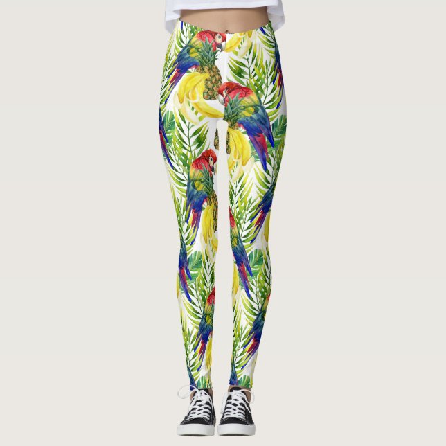 Parroter och tropiska frukter leggings (Framsida)