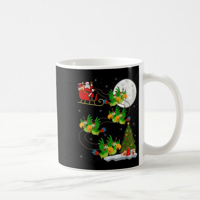 Parrots Bird Santa Sleigh Flies Funny Magic Chr Kaffemugg (Höger)