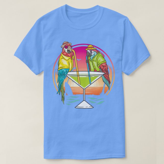 Parrots Drinking Margarita Hawaiian Birds Gift T Shirt (Design framsida)