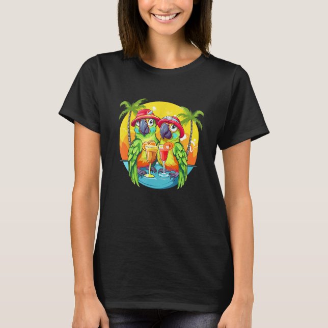 Parrots Drinking Margarita Hawaiian Shirt Summer B T (Framsida)