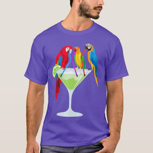 Parrots Drinking Margarita Tropical Vacation T Shirt (Framsida)