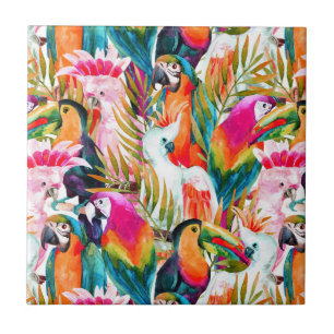 Parrots & Handflatan Löv Kakelplatta