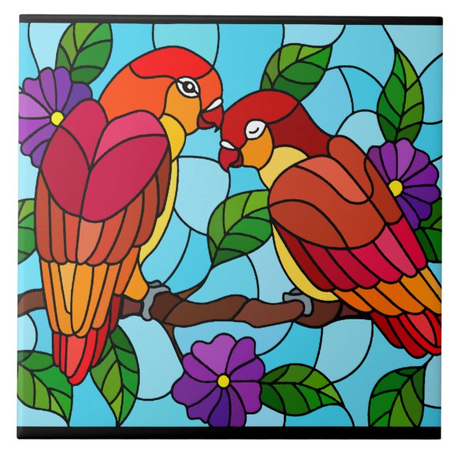Parrots keramiska plattor kakelplatta (Framsidan)