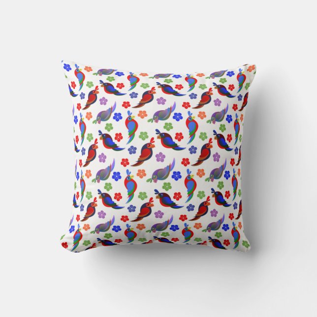 Parrots och blommor kudde (Framsida)