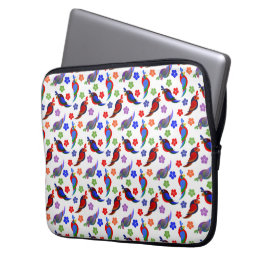 Parrots och blommor laptop fodral