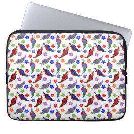 Parrots och blommor laptop fodral