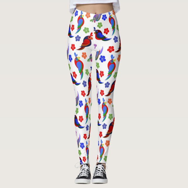Parrots och blommor leggings (Framsida)