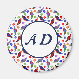 Parrots och blommor magnet