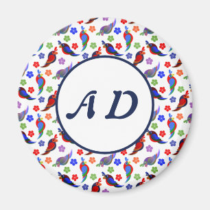Parrots och blommor magnet