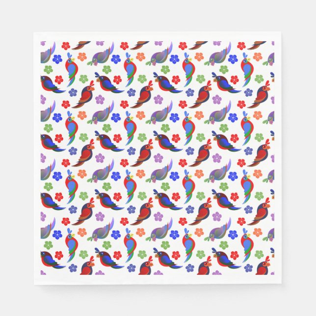 Parrots och blommor pappersservett (Framsidan)