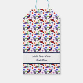 Parrots och blommor presentetikett