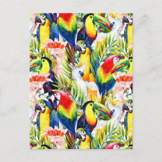 Parrots och Handflatan Löv Vykort