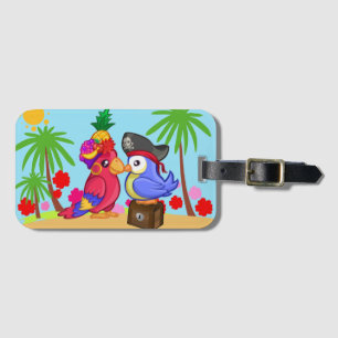 Parrots Pirater Treasure Kärlek Tecknad Bagagebricka