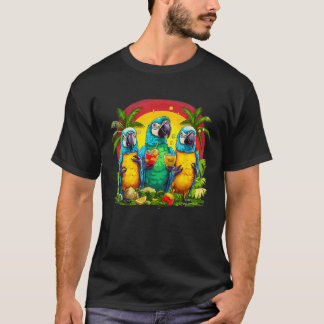 Parrots som dricker Margarita Hawaiian på sommar-V T Shirt