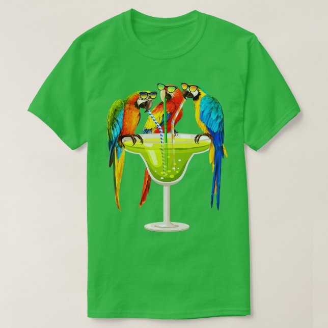 Parrots som dricker Margarita vid sommarvaccinerin T Shirt (Design framsida)