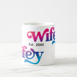 Pars bröllopsdag Anniversary Anpassad Färgrik Fru Kaffemugg