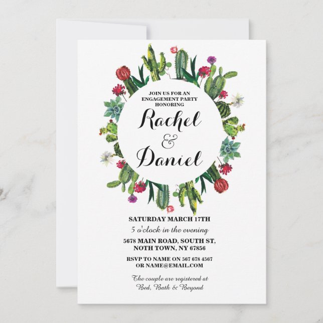 Pars för kaktus för förlovningkaktusFiesta Inbjudningar (Framsida)