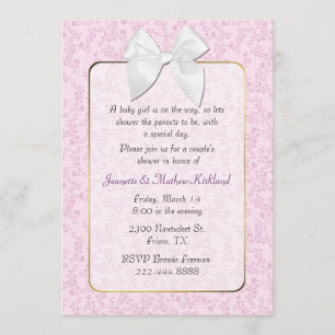Pars för rosa stuga chic inbjudan för baby shower