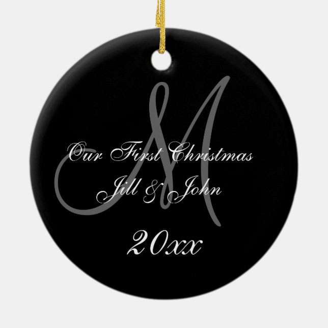 Pars första Monogram för julprydnad | Julgransprydnad Keramik (Baksidan)