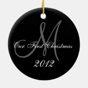 Pars första Monogram för julprydnad Julgransprydnad Keramik