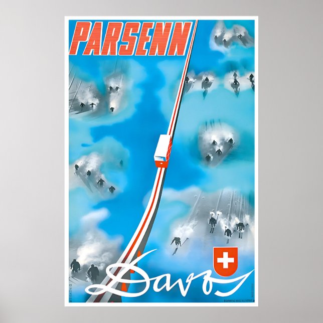 Parsenn Davos Art Schweiz Affisch Tryck (Framsidan)