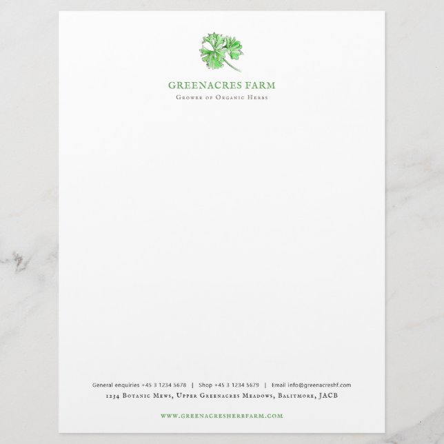 Parsley grönt farm business letterhead brevhuvud (Framsida)
