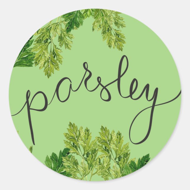 Parsley löv runt klistermärke (Framsida)