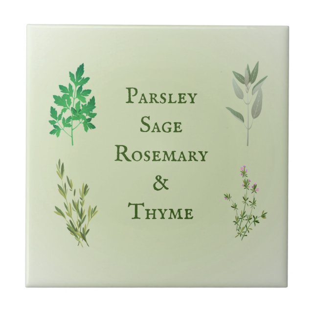 Parsley Sage Rosemary Thyme Herbal Ceramic Tile Kakelplatta (Framsidan)