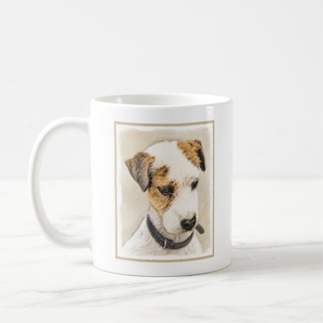 Parson Jack Russell Terrier-målning - Hundkonst Kaffemugg (Vänster)