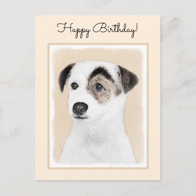 Parson Jack Russell Terrier-målning - Hundkonst Vykort (Framsida)