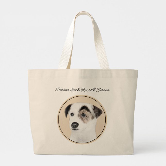 Parson Jack Russell Terrier-målning Husdjur Hund K Jumbo Tygkasse (Baksida)