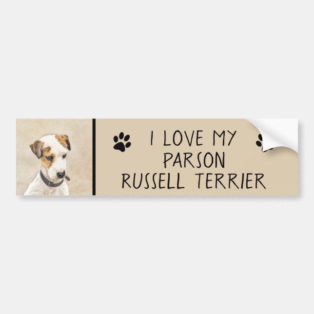 Parson Jack Russell Terrier Painting - Hund Art Bildekal (Framsidan)