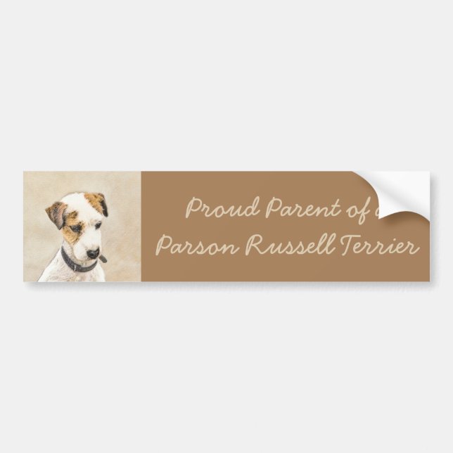 Parson Jack Russell Terrier Painting - Hund Art Bildekal (Framsidan)