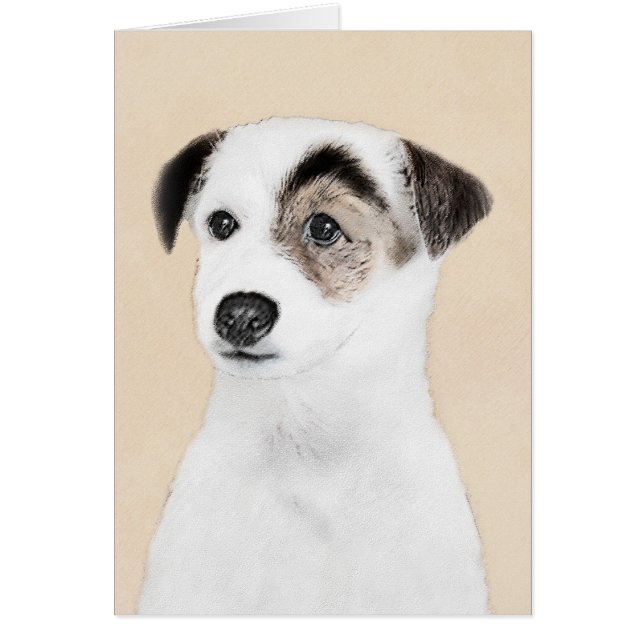 Parson Jack Russell Terrier Painting - Hund Art Hälsningskort (Framsidan)