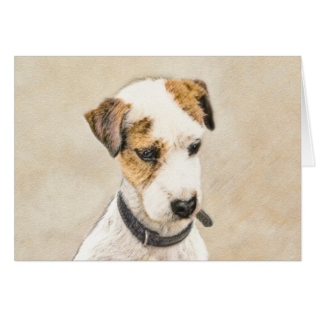 Parson Jack Russell Terrier Painting - Hund Art Hälsningskort (Framsidan Horizontal)